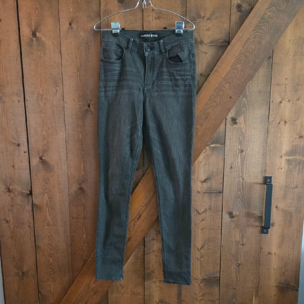 Express Gray Skinny High-Rise Jeans